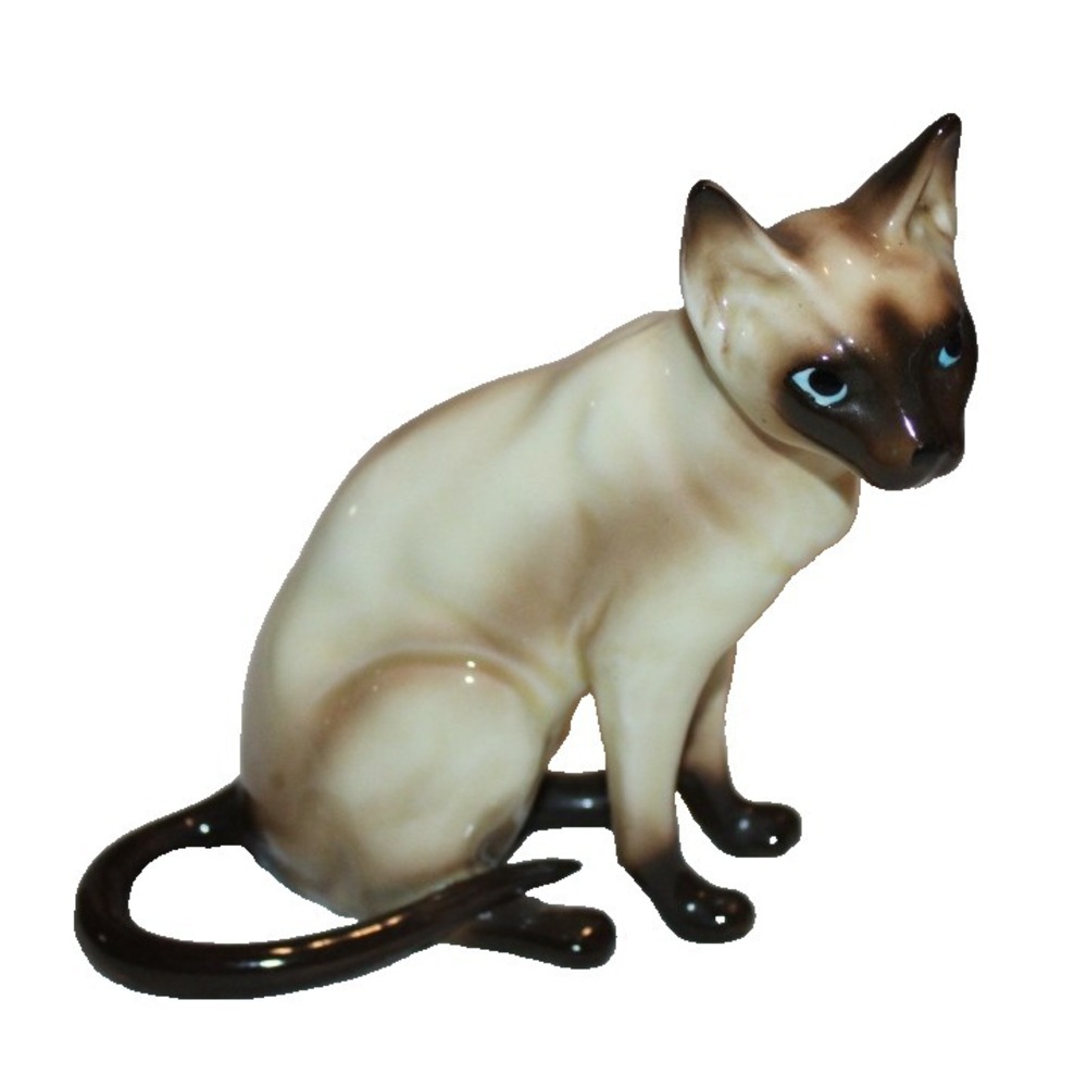 vintage Josef Originals ceramic‎ 5" Siamese sitting cat figurine blue eyes Korea